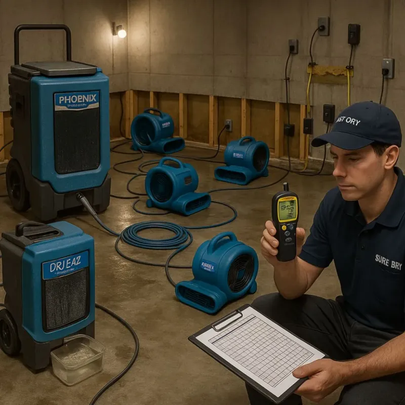 Structural Drying and Dehumidification process in Orland, CA